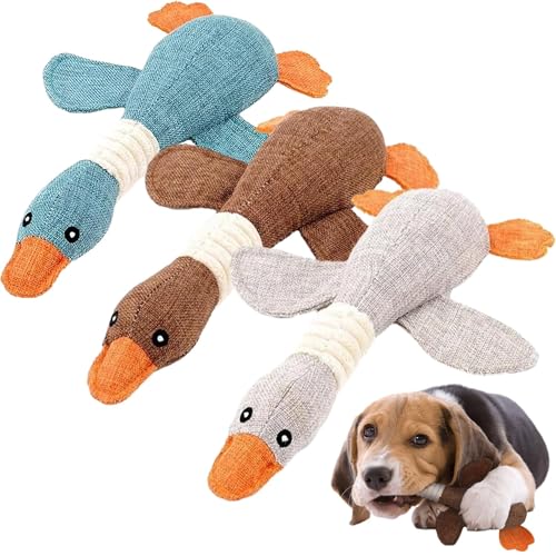 EHOTER Unzerstörbar Hundespielzeug Extreme Goose Robust Enten Hundespielzeug Quietschend Interaktiv Kauspielzeug Tauziehen Kuscheltiere gegen Langeweile für Große Kleine Mittel Welpen Hunde (3PCS) von EHOTER