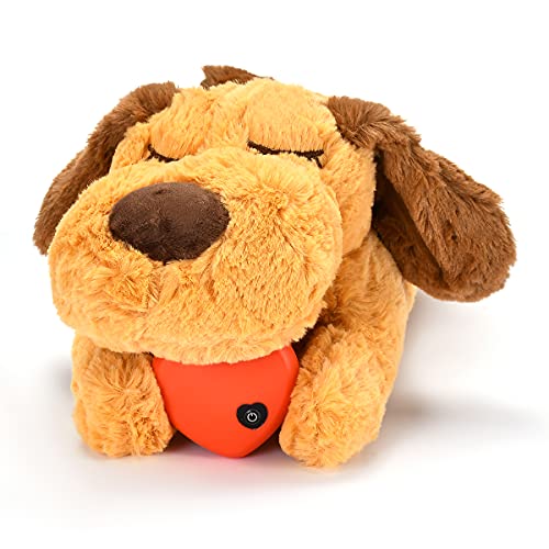 EHOTER Welpenspielzeug Hundeherzschlag Spielzeug Plüsch Welpe Verhaltenshilfe für Angst Linderung Herzschlag Trennung Schlafhilfe gegen Stress Linderung Bellen von EHOTER
