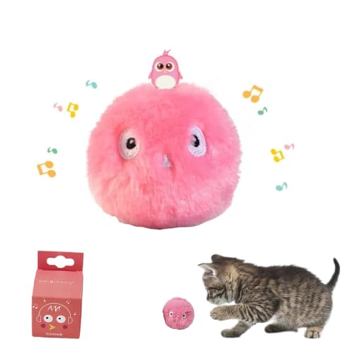 EHOTER Zwitscherndes Katzenspielzeug, interaktives Katzenspielzeug-Bälle mit Geräuschen, Plüsch-Katzenminze-Bälle mit intelligentem Auslöser, nachfüllbar, Katzenminze-Spielzeug für Katzen, Geschenke von EHOTER