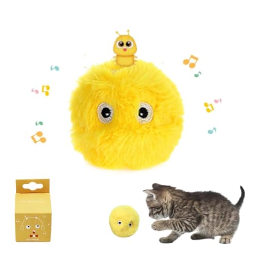EHOTER Zwitscherndes Katzenspielzeug, interaktives Katzenspielzeug-Bälle mit Geräuschen, Plüsch-Katzenminze-Bälle mit intelligentem Auslöser, nachfüllbar, Katzenminze-Spielzeug für Katzen, Geschenke von EHOTER