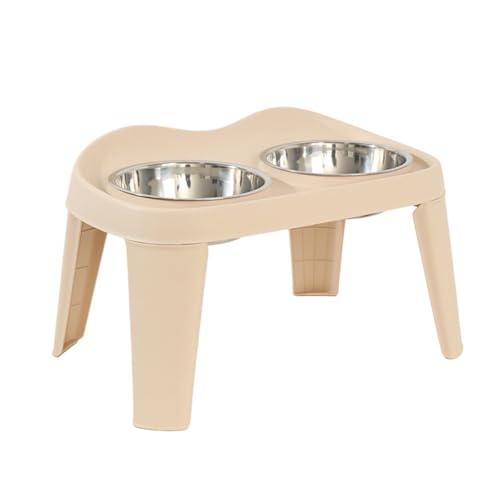 Erhöhter Hundenapf Edelstahl Erhöhter Hundenapf Ständer Doppel Hund Futternäpfe Hundefutter Wassernapf Haustiergeschirr für kleine, mittelgroße und große Hunde (Beige) von EHOTER
