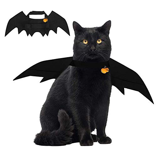 Fledermausflügel für Haustiere, niedliche Katze, Halloween, Fledermausflügel, verstellbar, Haustierkostüme mit Kürbisglocken für Halloween, Welpen, Kätzchen, Cosplay, Party (1 Stück) von EHOTER