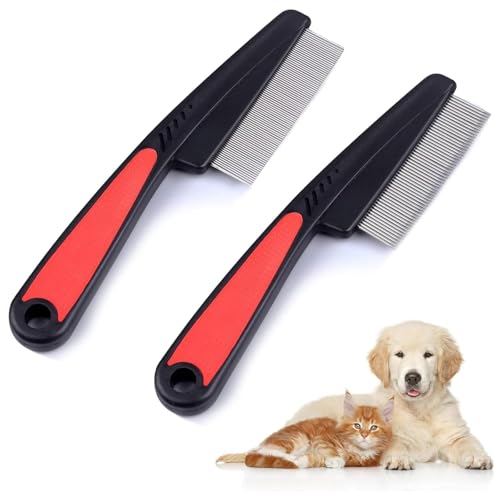 Flohkamm für Hunde und Katzen, professioneller Läusekamm, Staubkamm, grobe und feine Zähne, Edelstahl, Läuse, Flohkamm für die Fellpflege, kurzhaarige Kätzchen, Welpen, feine und grobe Zähne, 2 Stück Flohkamm für Hunde und Katzen, professioneller Läusekamm, Staubkamm, grobe und feine Zähne, Edelstahl, Läuse, Flohkamm für die Fellpflege, kurzhaarige Kätzchen, Welpen, feine und grobe Zähne, 2 Stück von EHOTER