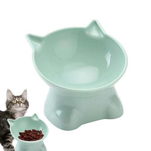 Futternapf Erhöht - Anti Erbrechen Fressnapf Katze mit 15° Neigung Design Katzennapf Katzenfutter Napf Welpe Futternäpfe Katzen Futternapf (Grün) von EHOTER