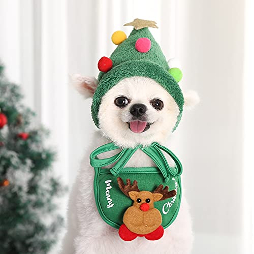 Haustier-Weihnachtskostüm für Hunde und Katzen, lustiges Geweih, Weihnachtsmütze, verstellbarer Umhang, Weihnachtsmann, Speichelhandtücher für Welpen, Hunde, Katzen, Grün Haustier-Weihnachtskostüm für Hunde und Katzen, lustiges Geweih, Weihnachtsmütze, verstellbarer Umhang, Weihnachtsmann, Speichelhandtücher für Welpen, Hunde, Katzen, Grün von EHOTER