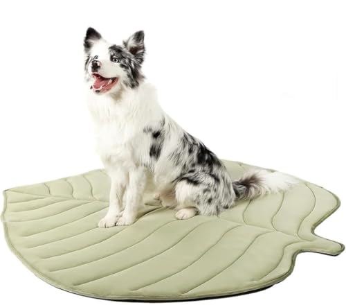 Hunde-Kühlmatten, Blattform, Baumwolle, Katzenbett, leicht, waschbar, große Haustier-Kühlmatte für Hunde und Katzen, Verwendung im Bodenbett, Sofa, Stuhl, Zwinger (Grün, M) von EHOTER