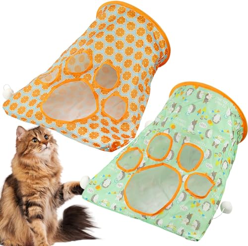 Katzentunnel Rascheltunnel für Katzen Katzenspielzeug Tunnel Cat Tunnel Katzentunnel Tasch Faltbar mit Plüschball für Kätzchen Welpen Kaninchen Interaktiv Haustier Spielzeug (2PCS) von EHOTER