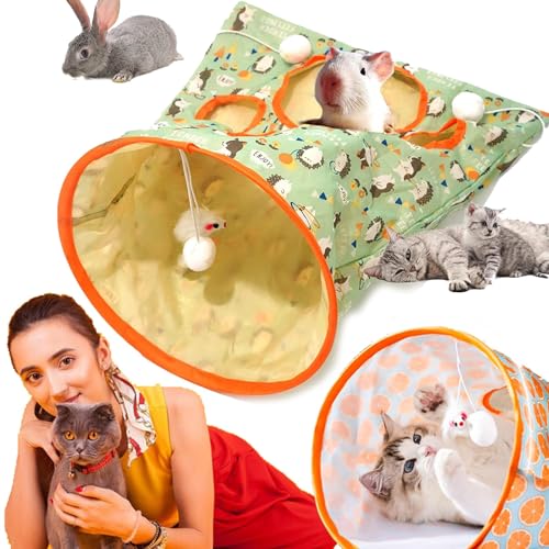 Katzentunnel Tasche Lustig Katzen Spieltunnel Faltbar Interaktiv Federspielzeug Katzenbälle Katzentunnelbett Crinkle Papier Kätzchen Bohrer Tasche für Kaninchen Hunde Haustier Geschenk (B) von EHOTER