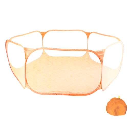 Kleintier-Laufstall für Haustiere, Pop-Offen-Käfigzelt, Übungszaun für Meerschweinchen, Kaninchen, Hamster, Chinchillas, Igel, faltbar und tragbar (Orange) von EHOTER