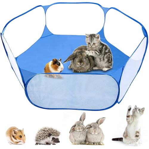 Kleintier-Laufstall für Haustiere, Pop-Open-Zelt, Übungszaun für Meerschweinchen, Kaninchen, Hamster, Chinchillas, Igel, faltbar und tragbar, Blau Kleintier-Laufstall für Haustiere, Pop-Open-Zelt, Übungszaun für Meerschweinchen, Kaninchen, Hamster, Chinchillas, Igel, faltbar und tragbar, Blau von EHOTER