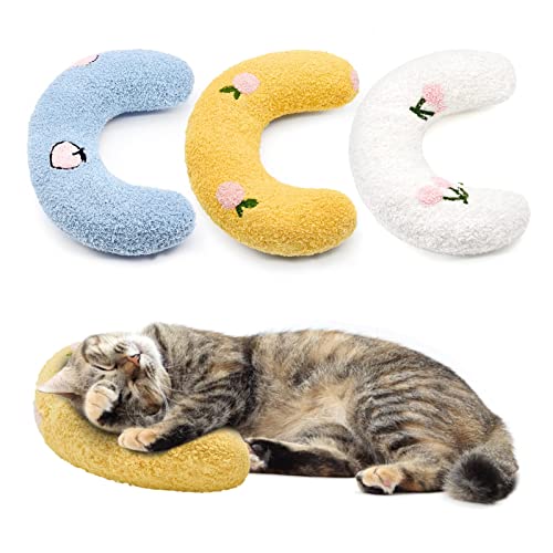 Kopfkissen für Hunde Katzen U-förmiges Haustier Nackenkissen zum Schutz der Halswirbelsäule Weich Komfortabe Katzenkissen Hundekissen für Welpen Haustierspielzeug Katzenberuhigendes Kissen (3PCS) von EHOTER