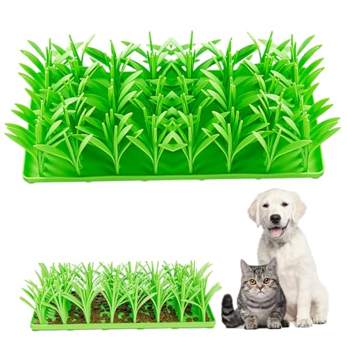 Leckmatte für Hunde, Silikon, interaktiv, grünes Gras, langsames Füttern, mit rutschfesten Saugnäpfen, weich, verlangsamt die Mahlzeit, waschbar, Lecken für Katzen und Welpen (1 Stück) von EHOTER