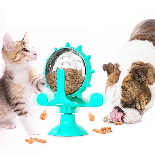 EHOTER Pet Food Leaking Toy Spin Interactive Cat Slow Feeder Interactive Cat Dog Treat Feeder Creative Treat Dispenser Windmill Rotatable Food Dispenser Toy for Small and Medium Pets von EHOTER