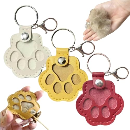 Schlüsselanhänger für Hundehaar, niedlich, Leder, Katzenpfotenform, Schlüsselanhänger für Hunde und Katzen, Andenken, Pelz, Haustier-Gedenk-Schlüsselanhänger, Geschenke zum Sammeln von Katzen und Schlüsselanhänger für Hundehaar, niedlich, Leder, Katzenpfotenform, Schlüsselanhänger für Hunde und Katzen, Andenken, Pelz, Haustier-Gedenk-Schlüsselanhänger, Geschenke zum Sammeln von Katzen und von EHOTER