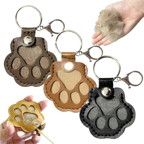 Schlüsselanhänger für Hundehaar, niedlich, Leder, Katzenpfotenform, Schlüsselanhänger für Hunde und Katzen, Andenken, Pelz, Haustier-Gedenk-Schlüsselanhänger, Geschenke zum Sammeln von Katzen und Schlüsselanhänger für Hundehaar, niedlich, Leder, Katzenpfotenform, Schlüsselanhänger für Hunde und Katzen, Andenken, Pelz, Haustier-Gedenk-Schlüsselanhänger, Geschenke zum Sammeln von Katzen und von EHOTER