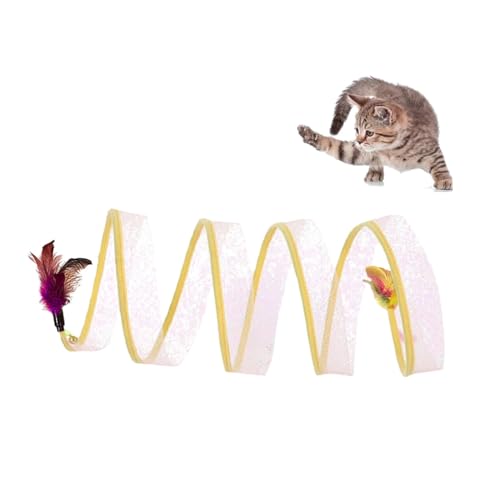 Spiral Katzentunnel Spielzeug Federmaus Gefaltete S-Typ-Katzentunnel Katzentunnelschlauch Interaktives Spielzeug für Haustiere Cat Toy Spiral Tunnel für Indoor Welpenkätzchen Kaninchen (55cm) von EHOTER