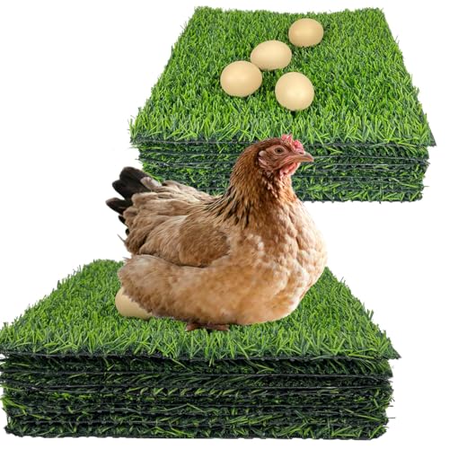 Waschbare Hühner-Nistkasten-Pads, langlebig, Eierschutzmatten für Ställe, Haustiere und Bastelarbeiten, 30,5 x 30,5 cm, Premium-Kunstrasen (8 Stück) von EHOTER