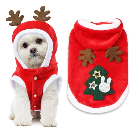 Weihnachtskostüm für Hunde, Katzen, Weihnachtspullover, Kapuzenpullover, Mantel, Hut, Haustierkleidung, Rentier, lustig, Weihnachtsmann, Cosplay, Party für Welpen, Kätzchen, kleine, mittelgroße und Weihnachtskostüm für Hunde, Katzen, Weihnachtspullover, Kapuzenpullover, Mantel, Hut, Haustierkleidung, Rentier, lustig, Weihnachtsmann, Cosplay, Party für Welpen, Kätzchen, kleine, mittelgroße und von EHOTER