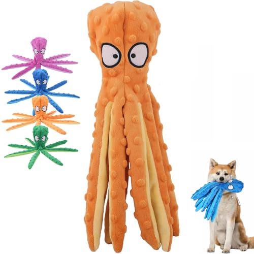 Whiskerspot Octopus Hundespielzeug, keine Füllung, quietschend, interaktives Spielspielzeug mit Knisterpapier, umweltfreundlich, Oktopus, Plüsch für Hunde, Zahnreinigung & langlebig für Welpen (Orange Whiskerspot Octopus Hundespielzeug, keine Füllung, quietschend, interaktives Spielspielzeug mit Knisterpapier, umweltfreundlich, Oktopus, Plüsch für Hunde, Zahnreinigung & langlebig für Welpen (Orange von EHOTER
