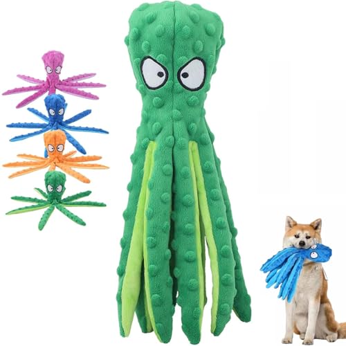 Whiskerspot Octopus Hundespielzeug, keine Füllung, quietschend, interaktives Spielspielzeug mit Knisterpapier, umweltfreundlich, Oktopus, Plüsch für Hunde, Zahnreinigung & langlebig für Welpen (Grün) Whiskerspot Octopus Hundespielzeug, keine Füllung, quietschend, interaktives Spielspielzeug mit Knisterpapier, umweltfreundlich, Oktopus, Plüsch für Hunde, Zahnreinigung & langlebig für Welpen (Grün) von EHOTER