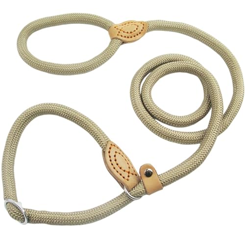 Hanfseil-Hundehalsband, verstellbare Hundeleine für kleine, mittelgroße und große Hunde, Outdoor-Sport, Welpen, Traktion (Beige, 1,0 x 150 cm) von EHYQK