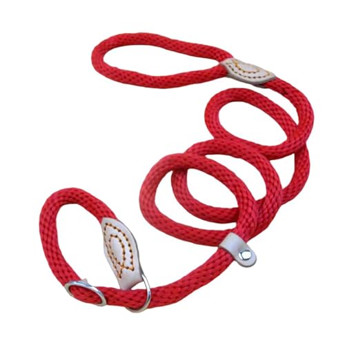 Hanfseil Hundehalsband – verstellbare Hundeleine für kleine, mittelgroße und große Hunde – langlebige Zugkraft für Welpen im Freien (Rot, 150 cm) von EHYQK