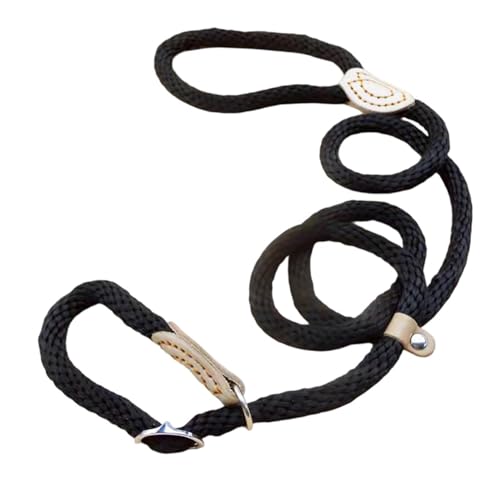 Hanfseil Hundehalsband – verstellbare Hundeleine für kleine, mittelgroße und große Hunde – langlebige Zugkraft für Welpen im Freien (Schwarz, 150 cm) von EHYQK