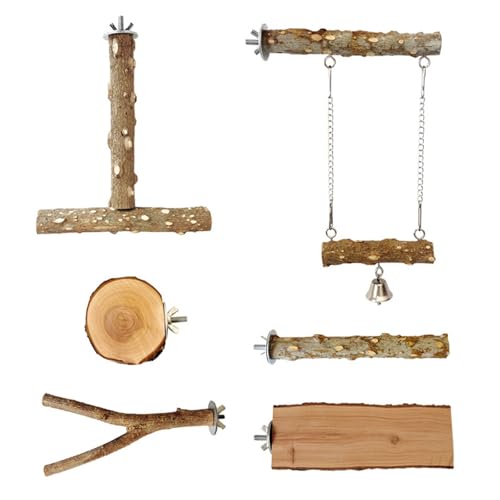 Multifunktionaler Vogelperch Stand Kits 6PCS Safe Barches Plattform Schwung Für Haustiervogel Ruhen Und Kauen Käfigspielzeug von EHZBRCN