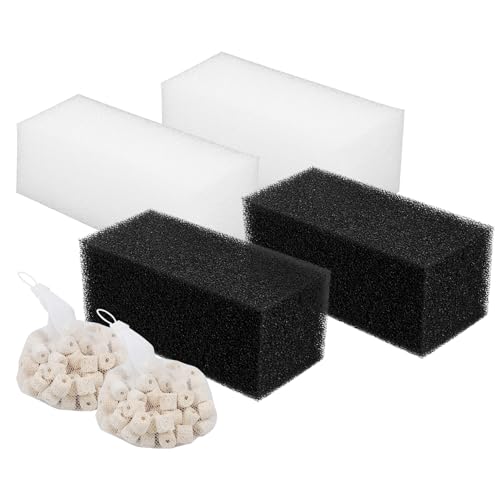 EIKLIM 3-stufiger Filter-Ersatz für Fluval AquaClear 110/500 Filtermedien Kit mit Keramikmedien, Carbon, Schaumstoff, Filtermedia-Kit für Aquarien mit 60–110 Gallonen – 2 Sets von EIKLIM