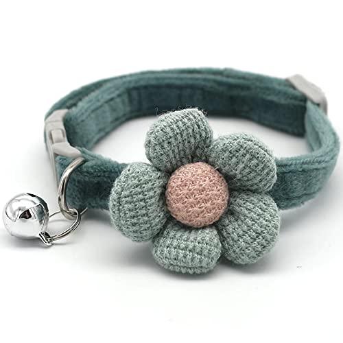 Katzenhalsband, Kätzchenhalsband mit Blumenanhängern, Welpen-Katzenhalsband mit Glocke, verstellbare Kätzchenhalsbänder für Mädchen, Jungen, Katzen (grün) von EIMINB