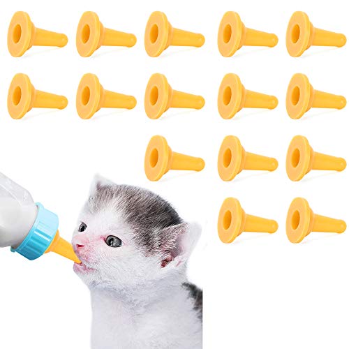 15 Stück Haustier-Katzen-Hunde-Silikon-Futternippel, Haustier-Futterflaschen-Nippel, Futterwerkzeug-Zubehör, für Katzen und Hunde von EIMSOAH