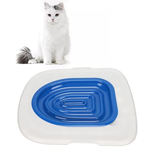 Katzen Toiletten Trainingsset, Universelles Design, Hohe Tragfähigkeit, Abnehmbares Design, Einfaches Training, Reinigung (Weißes Tablett, 1 Blaue von EIMSOAH