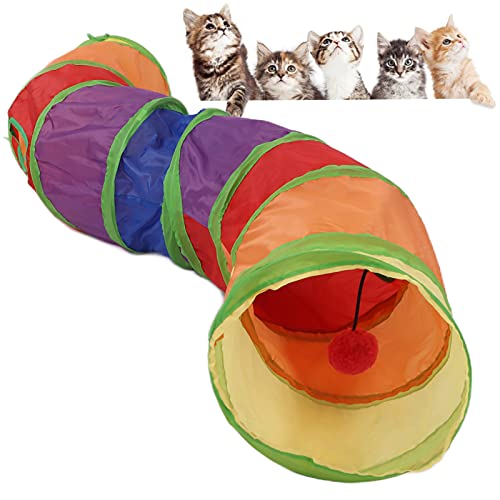 Katzentunnel, Faltbarer Polyestertunnel mit Interaktivem Ball, 4 Türen, Schillernd, 46,1 X 10,6 Zoll für Welpen, Kätzchen, Hasen, Lustiges Indoor-Spielzeug für Haustiere Katzentunnel, Faltbarer Polyestertunnel mit Interaktivem Ball, 4 Türen, Schillernd, 46,1 X 10,6 Zoll für Welpen, Kätzchen, Hasen, Lustiges Indoor-Spielzeug für Haustiere von EIMSOAH
