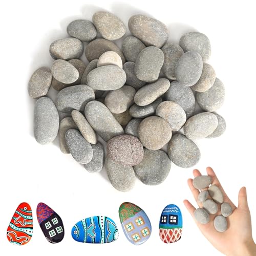 EIMZU Gemalter Kieselsteine Glatte, 50 Stücke Kieselsteine zum Bemalen Flach, Flache Steine groß zum bemalen, für Malerei, Kunst, Bunte Malerei & Dekoration von EIMZU