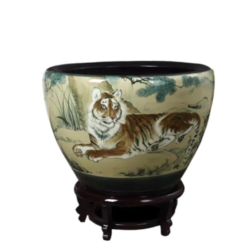 Fischschalen Aquarium Chinesisches Keramik-Aquarium, Haushalt, Lotus-Goldfisch-Aquarium, Wohnzimmer, Schildkröten-Aquarium, Stand-Aquarium Mittelstücke Vase (Size : XL) von EINES