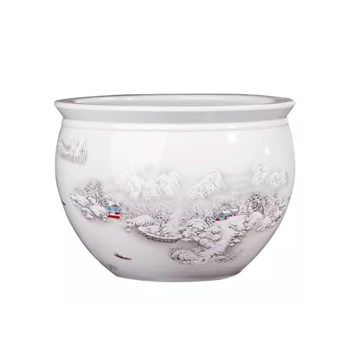 Fischschalen Aquarium Keramik Aquarium Weiße Seerose Tank Haushalt Schildkröte Tank Wohnzimmer Eingang Dekoration Ornamente Mittelstücke Vase (Size : S) von EINES