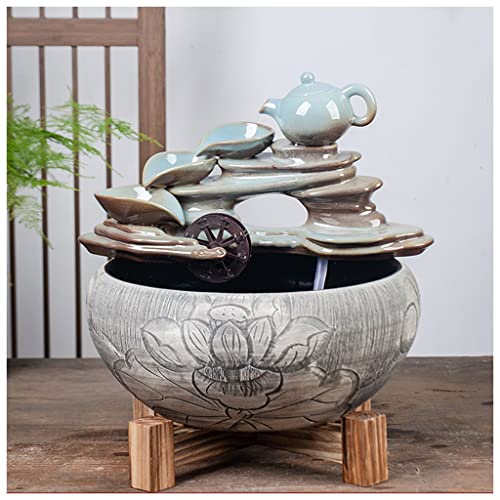 Fischschalen Aquarium Keramik-Aquarium im chinesischen Stil, Heimzirkulationsfluss, Brunnen, Hof, Fischkulturbecken, Wohnzimmer, Dekoration, Aquarium Mittelstücke Vase (Color : B, Size : 32cm) von EINES