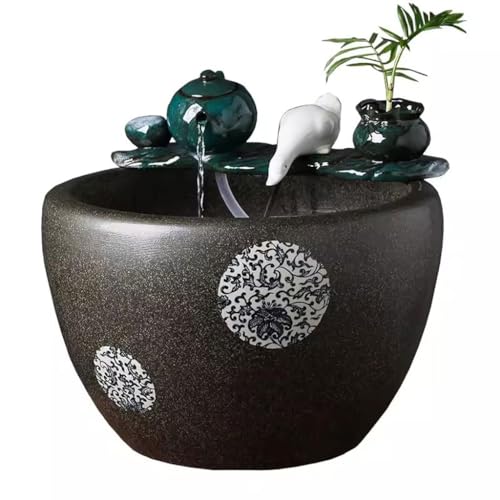 Fischschalen Aquarium Keramik-Fließwasser-Aquarium-Ornamente, Büro, Wohnzimmer, bodenstehendes Aquarium, Innenhof, großes Aquarium Mittelstücke Vase (Size : M) von EINES