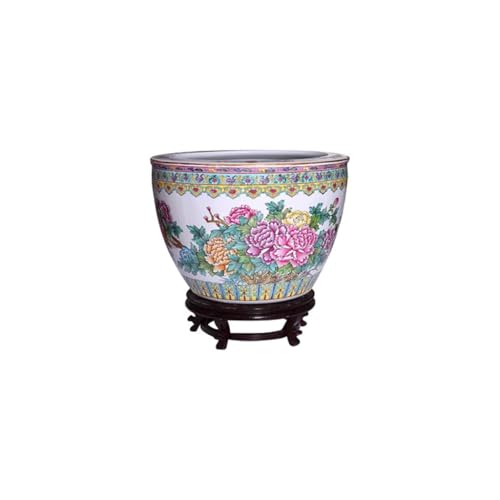 Fischschalen Aquarium Keramik Handbemaltes Pastell Aquarium Schlafschale Blumentopf Wohnzimmer Schildkrötenbecken Außenhof Wassertank Mittelstücke Vase (Size : S) von EINES