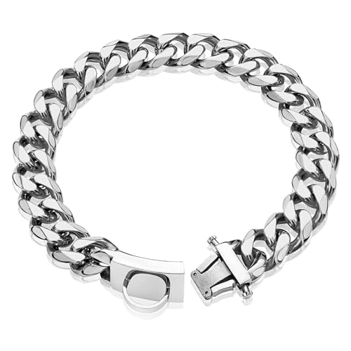 EIOLWJIEO Hundehalsbänder aus Edelstahl, modische und praktische, Hundehalsband aus Edelstahl, Hundehalsband aus Metall, Silber von EIOLWJIEO