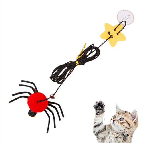 EIRZNGXQ Self Play Katzenspielzeug, interaktives Katzenanreicherungsset, Türhängende Katze Maus Spielzeug mit Quietschgeräusch für gelangweilte Indoor erwachsene Katzen und Katzen (rot, 1 Stück) von EIRZNGXQ