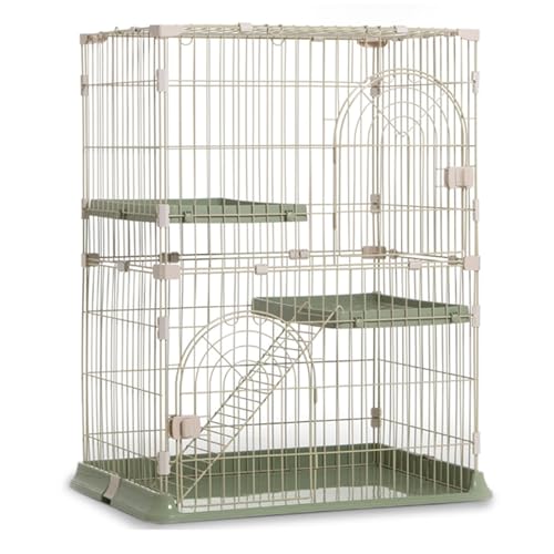 EKDJSN Großer Katzenkäfig, Innenbereich Katzenlaufstall, halbgeschlossenes Katzenlaufstall, mehrschichtig und mehrtürig, Abnehmbarer Laufstall aus Metall (Color : Green, Size : 29.5x19.6x34.2in) von EKDJSN