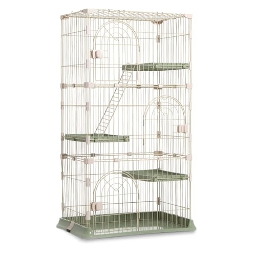 EKDJSN Großer Katzenkäfig, Innenbereich Katzenlaufstall, halbgeschlossenes Katzenlaufstall, mehrschichtig und mehrtürig, Abnehmbarer Laufstall aus Metall (Color : Green, Size : 29.5x19.6x51.5in) von EKDJSN