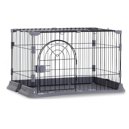 EKDJSN Großer Katzenkäfig, Innenbereich Katzenlaufstall, halbgeschlossenes Katzenlaufstall, mehrschichtig und mehrtürig, Abnehmbarer Laufstall aus Metall (Color : Nero, Size : 29.5x19.6x17.3in) von EKDJSN