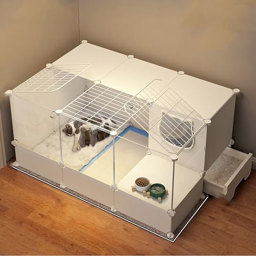 EKDJSN Großer Katzenkäfig mit Katzentoilette, transparentes Katzenlaufstall for den Innenbereich, abnehmbares Haustierkäfig, sehr gut geeignet for 1–2 Katzen als Auslaufplatz (Color : Wit, Size : 42 von EKDJSN