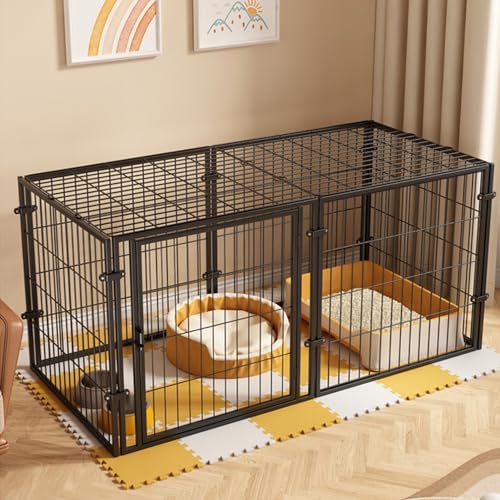 EKDJSN Katzenkäfig for den Innenbereich, Metall Katzengehege abnehmbar, DIY-Übungsort, Katzenlaufstall for 1–2 Katzen, Drop-Lock-Design (Color : Nero, Size : 47.2x23.6x23.6in) von EKDJSN