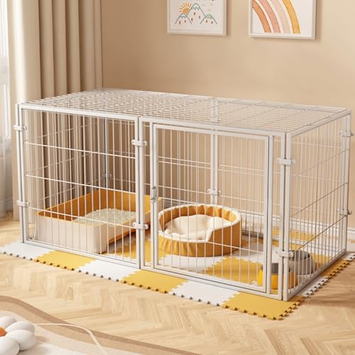 EKDJSN Katzenkäfig for den Innenbereich, Metall Katzengehege abnehmbar, DIY-Übungsort, Katzenlaufstall for 1–2 Katzen, Drop-Lock-Design (Color : Wit, Size : 47.2x23.6x23.6in) von EKDJSN