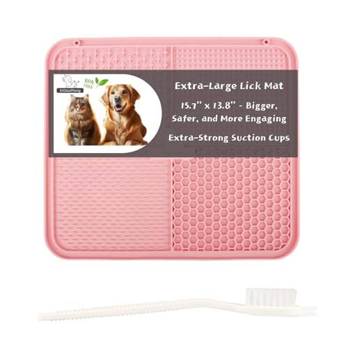 EKDOOMONG Leckmatte für Hunde und Katzen, großer Silikon-Haustier-Futterspender mit starken Saugnäpfen, BPA-frei, langsamer Leckerli-Spender für Bad, Kiste und Gefrierschrank, Welpen und mittelgroße EKDOOMONG Leckmatte für Hunde und Katzen, großer Silikon-Haustier-Futterspender mit starken Saugnäpfen, BPA-frei, langsamer Leckerli-Spender für Bad, Kiste und Gefrierschrank, Welpen und mittelgroße von EKDOOMONG