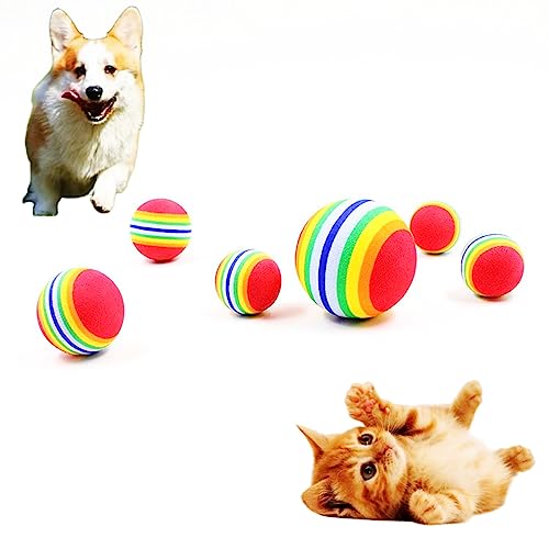 EKKJNQ Spielzeugball für Haustiere, Hundespielzeug/Katzenspielzeug, Regenbogenfarbe, 12 Stück, Wurfball für Hunde, interaktiver Ball für Katzen, Spielzeug für draußen und drinnen. von EKKJNQ