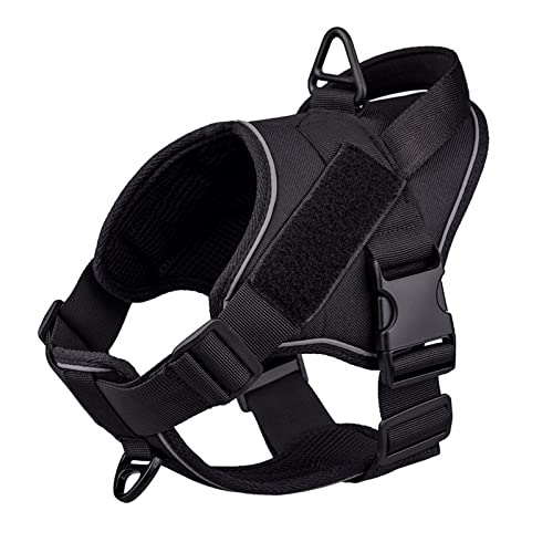 No Pull Dog Harness Reflektierendes, atmungsaktives, verstellbares Haustier-Traktions-Hundegeschirr Hundezubehör (Color : Black, Size : -S) von EKLART